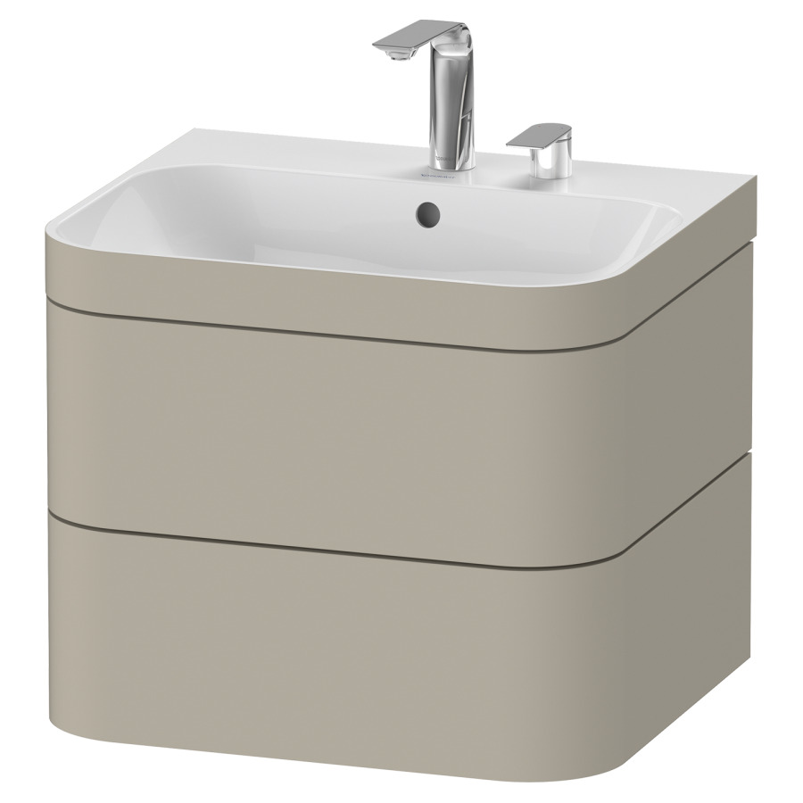 Combination de lavabo HAPPY
D.2 PLUS, 57,5 x 49 x 46,8 cm
élément à 2 tiroirs
lavabo avec trop-plein
avec plaque de recourvrement
en couleur de meuble
siphon, soupape d'écoulement
Push Open incl.