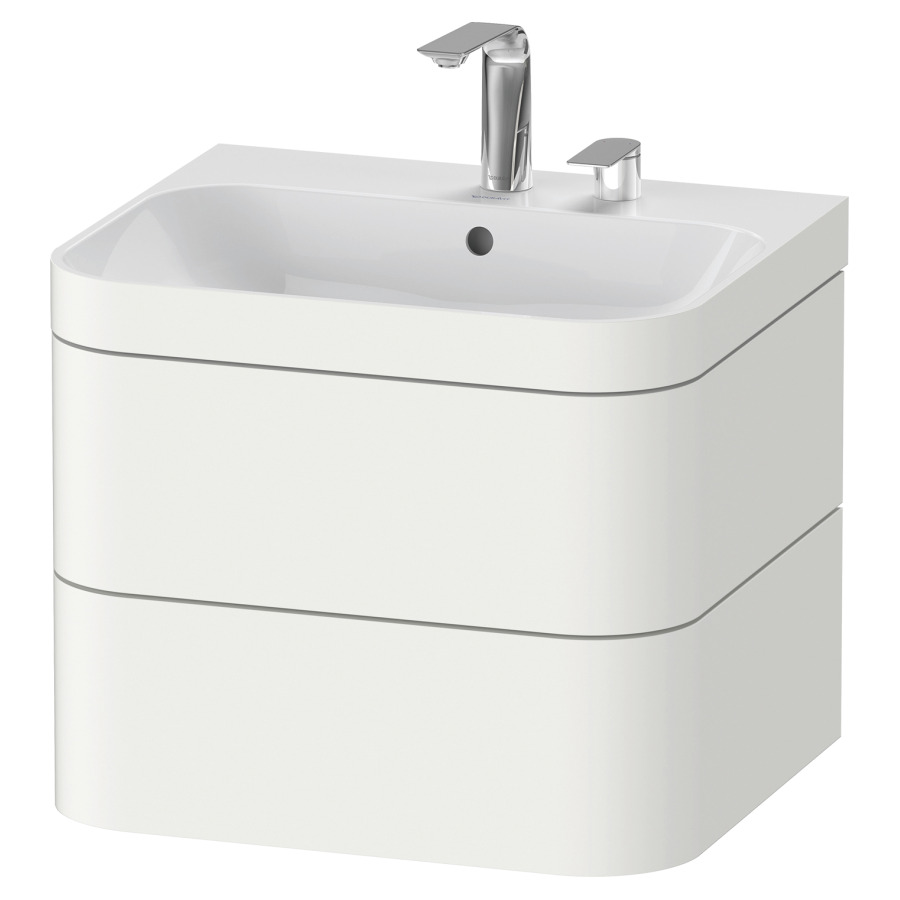 Combination de lavabo HAPPY
D.2 PLUS, 57,5 x 49 x 46,8 cm
élément à 2 tiroirs
lavabo avec trop-plein
avec plaque de recourvrement
en couleur de meuble
siphon, soupape d'écoulement
Push Open incl.