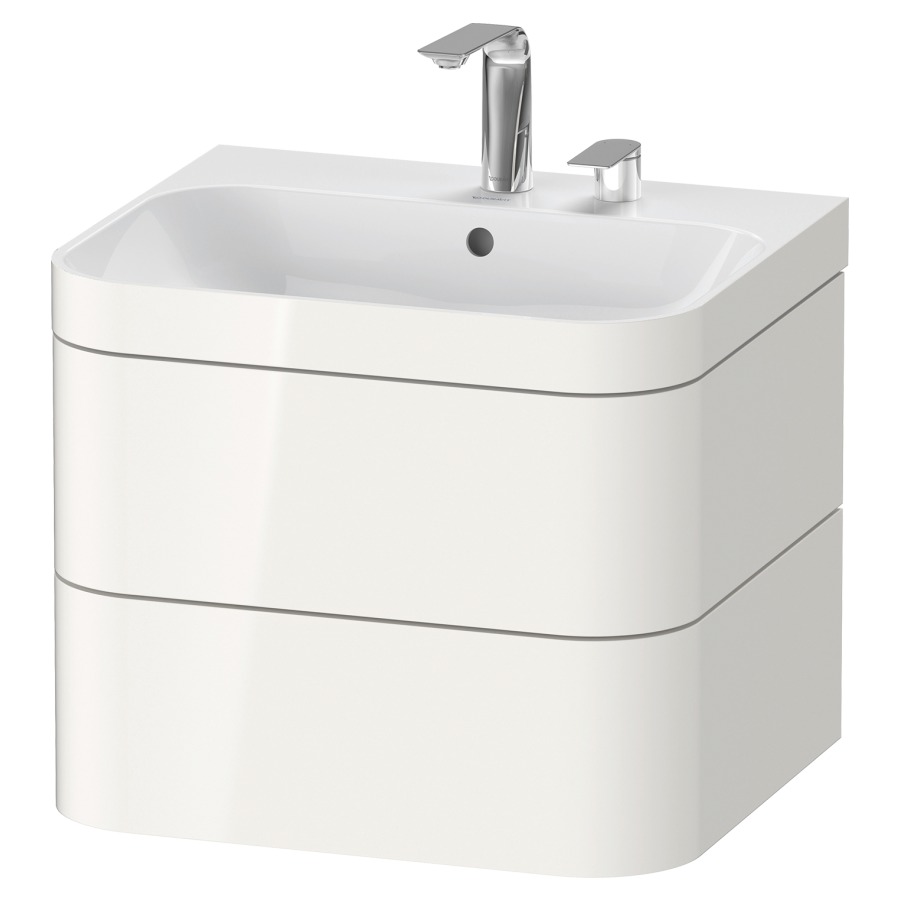 Combination de lavabo HAPPY
D.2 PLUS, 57,5 x 49 x 46,8 cm
élément à 2 tiroirs
lavabo avec trop-plein
avec plaque de recourvrement
en couleur de meuble
siphon, soupape d'écoulement
Push Open incl.