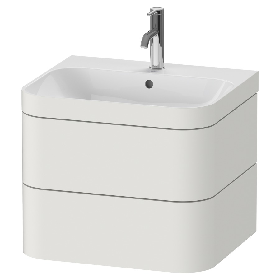 Combination de lavabo HAPPY
D.2 PLUS, 57,5 x 49 x 46,8 cm
élément à 2 tiroirs
lavabo avec trop-plein
avec plaque de recourvrement
en couleur de meuble
siphon, soupape d'écoulement
Push Open incl.