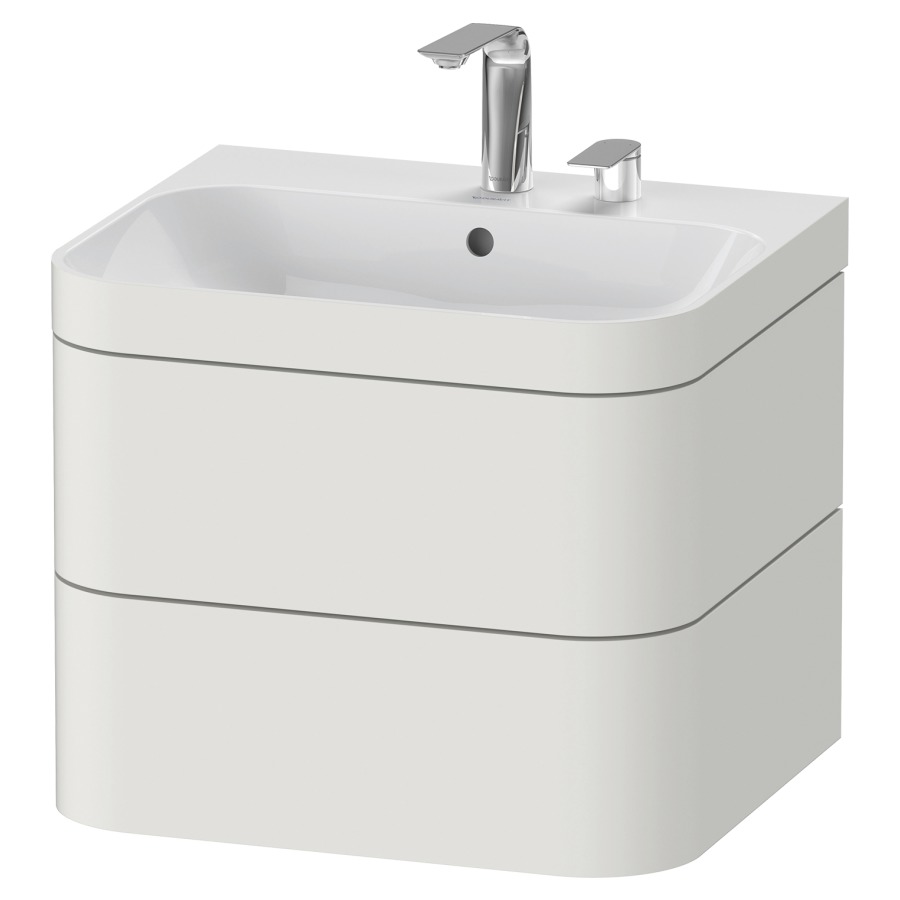 Combination de lavabo HAPPY
D.2 PLUS, 57,5 x 49 x 46,8 cm
élément à 2 tiroirs
lavabo avec trop-plein
avec plaque de recourvrement
en couleur de meuble
siphon, soupape d'écoulement
Push Open incl.