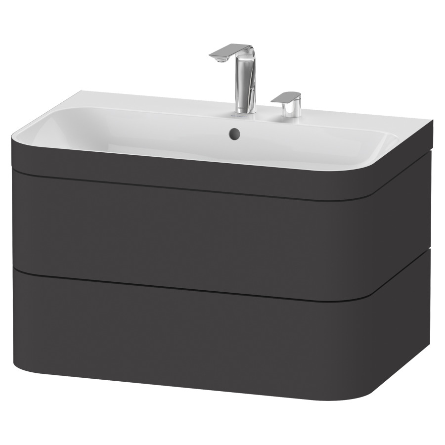 Combination de lavabo HAPPY
D.2 PLUS, 77,5 x 49 x 46,8 cm
élément à 2 tiroirs
lavabo avec trop-plein
avec plaque de recourvrement
en couleur de meuble
siphon, soupape d'écoulement
Push Open incl.