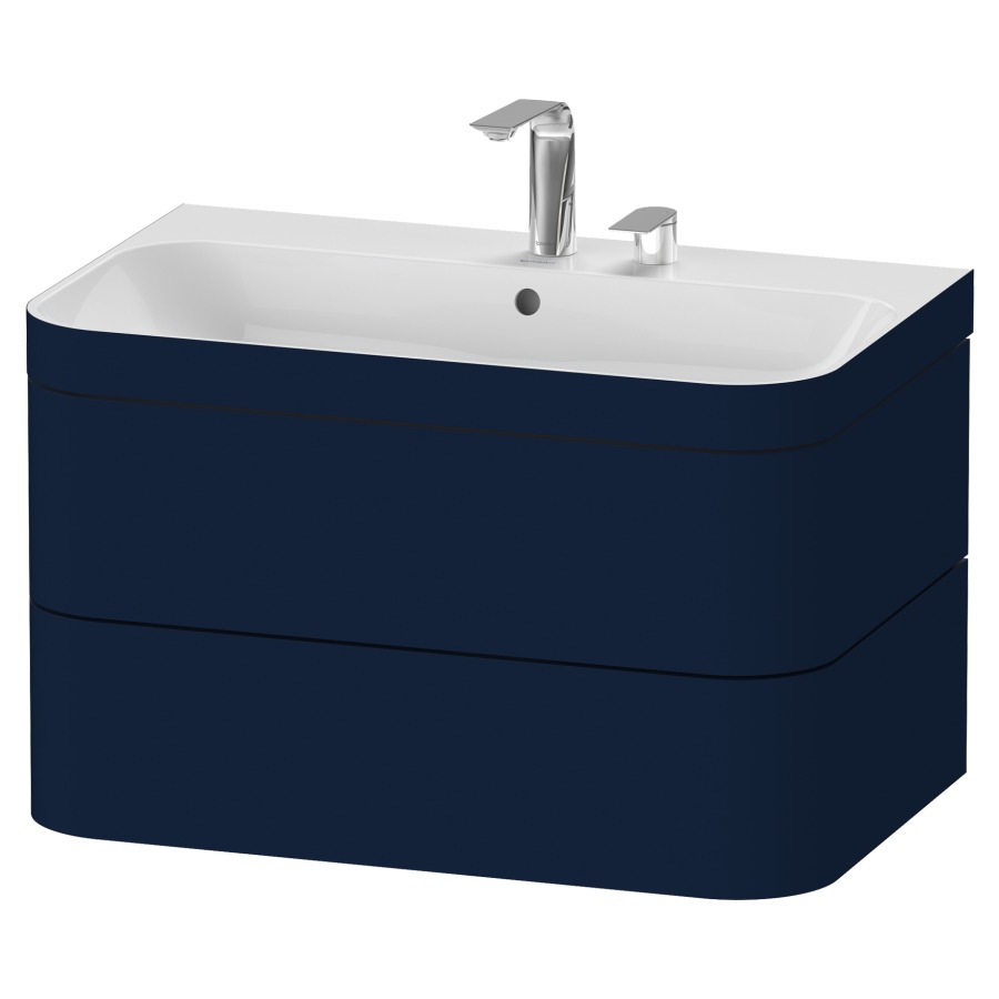 Combination de lavabo HAPPY
D.2 PLUS, 77,5 x 49 x 46,8 cm
élément à 2 tiroirs
lavabo avec trop-plein
avec plaque de recourvrement
en couleur de meuble
siphon, soupape d'écoulement
Push Open incl.