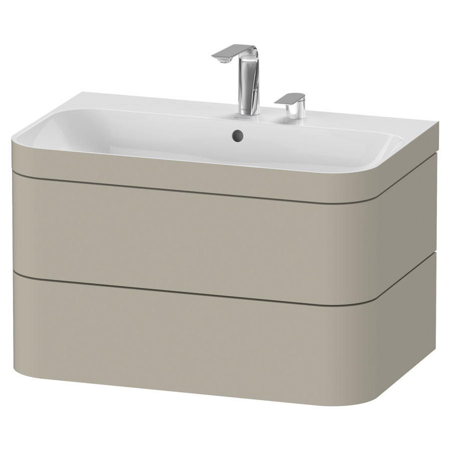 Combination de lavabo HAPPY
D.2 PLUS, 77,5 x 49 x 46,8 cm
élément à 2 tiroirs
lavabo avec trop-plein
avec plaque de recourvrement
en couleur de meuble
siphon, soupape d'écoulement
Push Open incl.