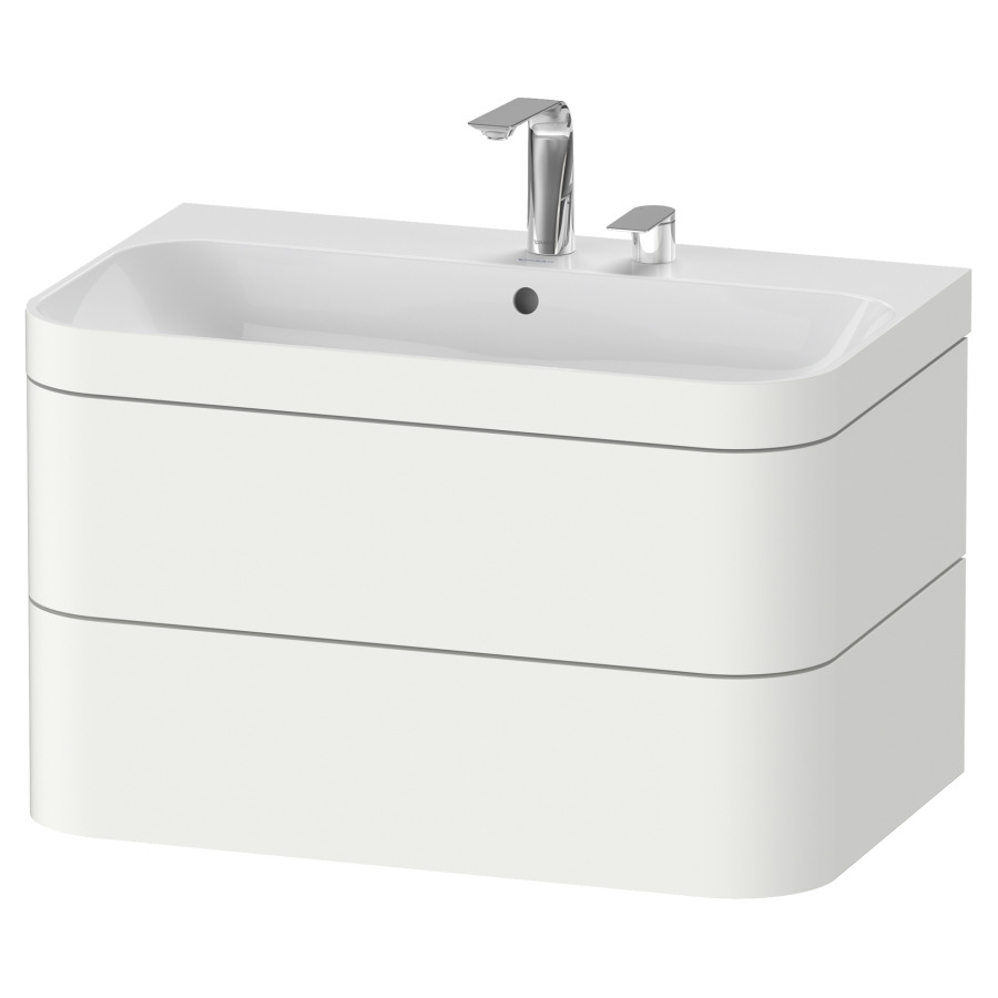 Combination de lavabo HAPPY
D.2 PLUS, 77,5 x 49 x 46,8 cm
élément à 2 tiroirs
lavabo avec trop-plein
avec plaque de recourvrement
en couleur de meuble
siphon, soupape d'écoulement
Push Open incl.