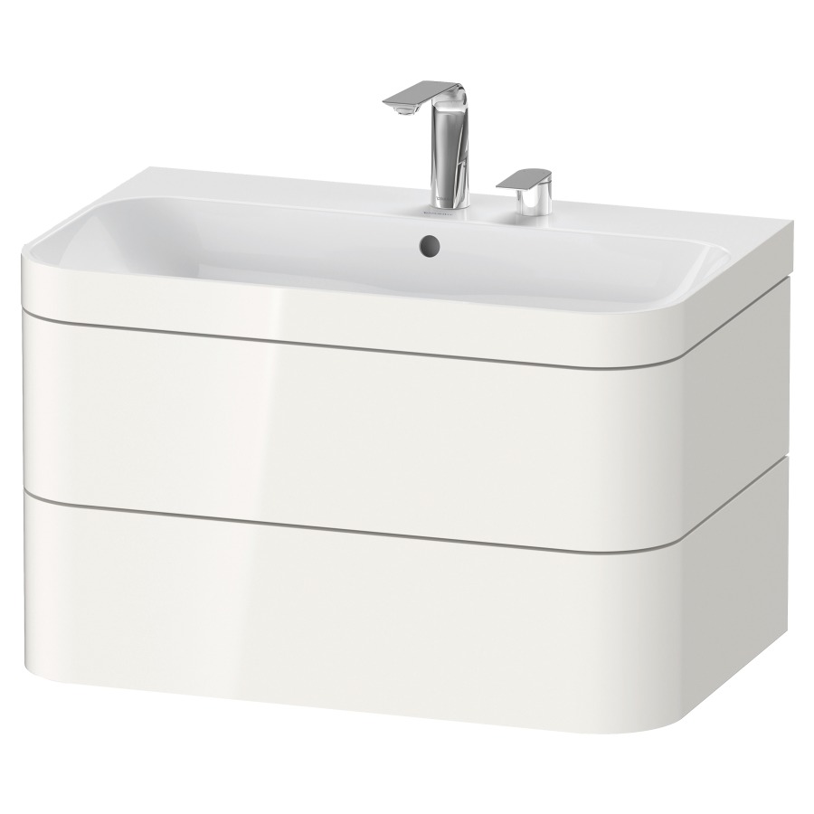 Combination de lavabo HAPPY
D.2 PLUS, 77,5 x 49 x 46,8 cm
élément à 2 tiroirs
lavabo avec trop-plein
avec plaque de recourvrement
en couleur de meuble
siphon, soupape d'écoulement
Push Open incl.