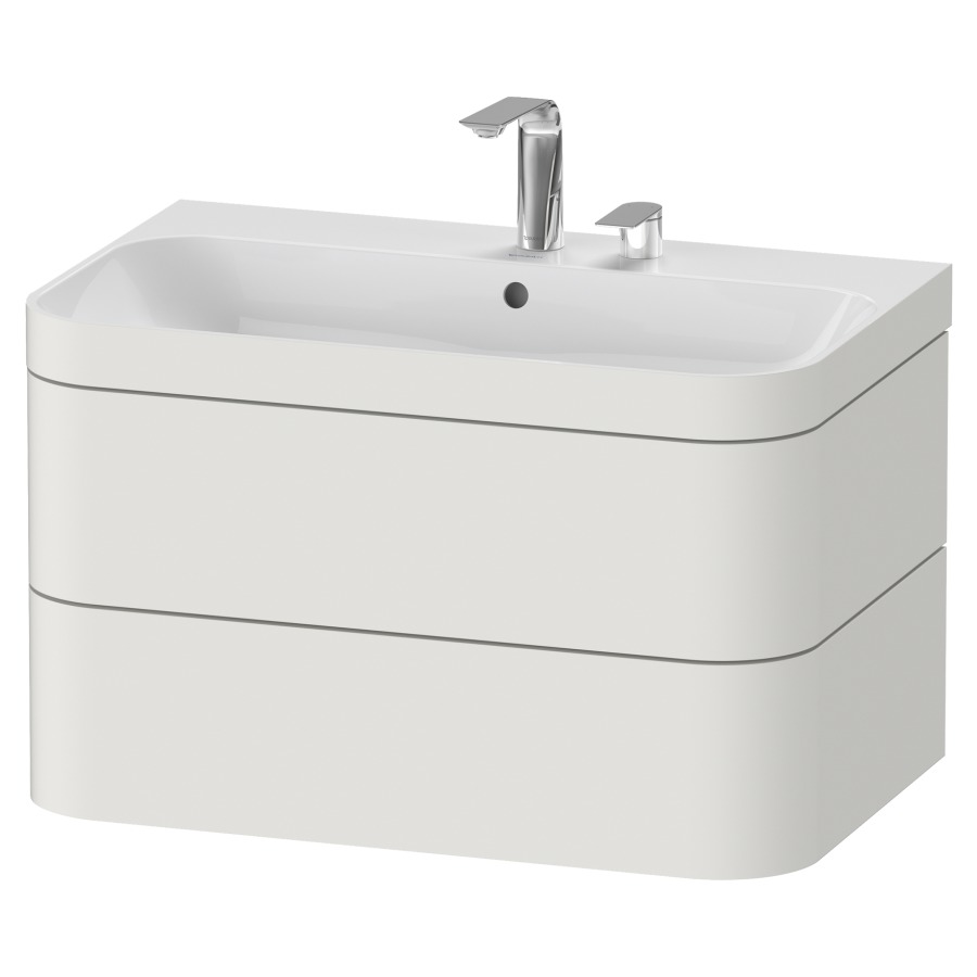 Combination de lavabo HAPPY
D.2 PLUS, 77,5 x 49 x 46,8 cm
élément à 2 tiroirs
lavabo avec trop-plein
avec plaque de recourvrement
en couleur de meuble
siphon, soupape d'écoulement
Push Open incl.