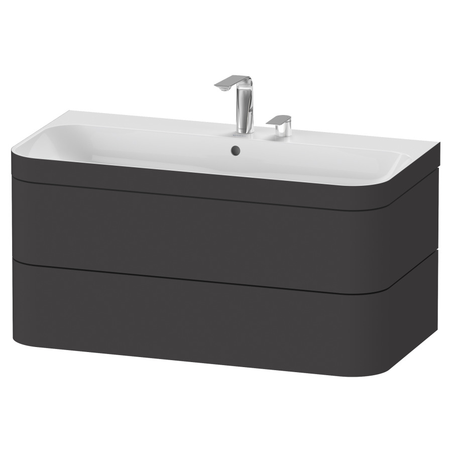 Combination de lavabo HAPPY
D.2 PLUS, 97,5 x 49 x 46,8 cm
élément à 2 tiroirs
lavabo avec trop-plein
avec plaque de recourvrement
en couleur de meuble
siphon, soupape d'écoulement
Push Open incl.