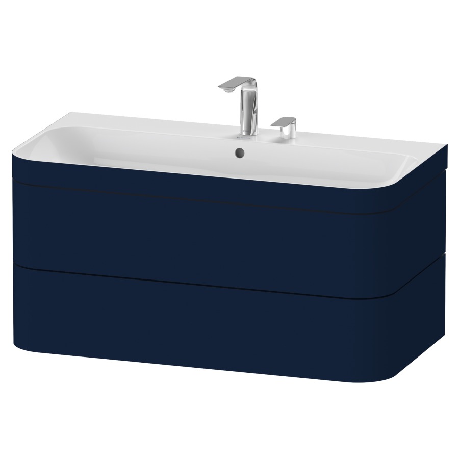 Combination de lavabo HAPPY
D.2 PLUS, 97,5 x 49 x 46,8 cm
élément à 2 tiroirs
lavabo avec trop-plein
avec plaque de recourvrement
en couleur de meuble
siphon, soupape d'écoulement
Push Open incl.