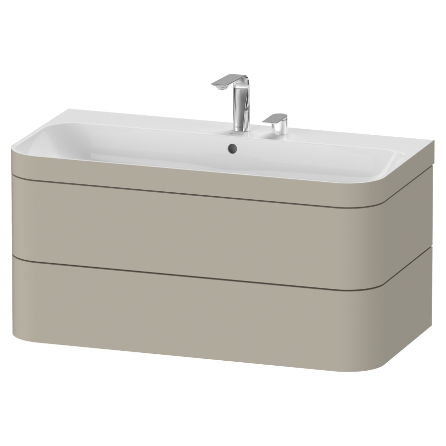 Combination de lavabo HAPPY
D.2 PLUS, 97,5 x 49 x 46,8 cm
élément à 2 tiroirs
lavabo avec trop-plein
avec plaque de recourvrement
en couleur de meuble
siphon, soupape d'écoulement
Push Open incl.