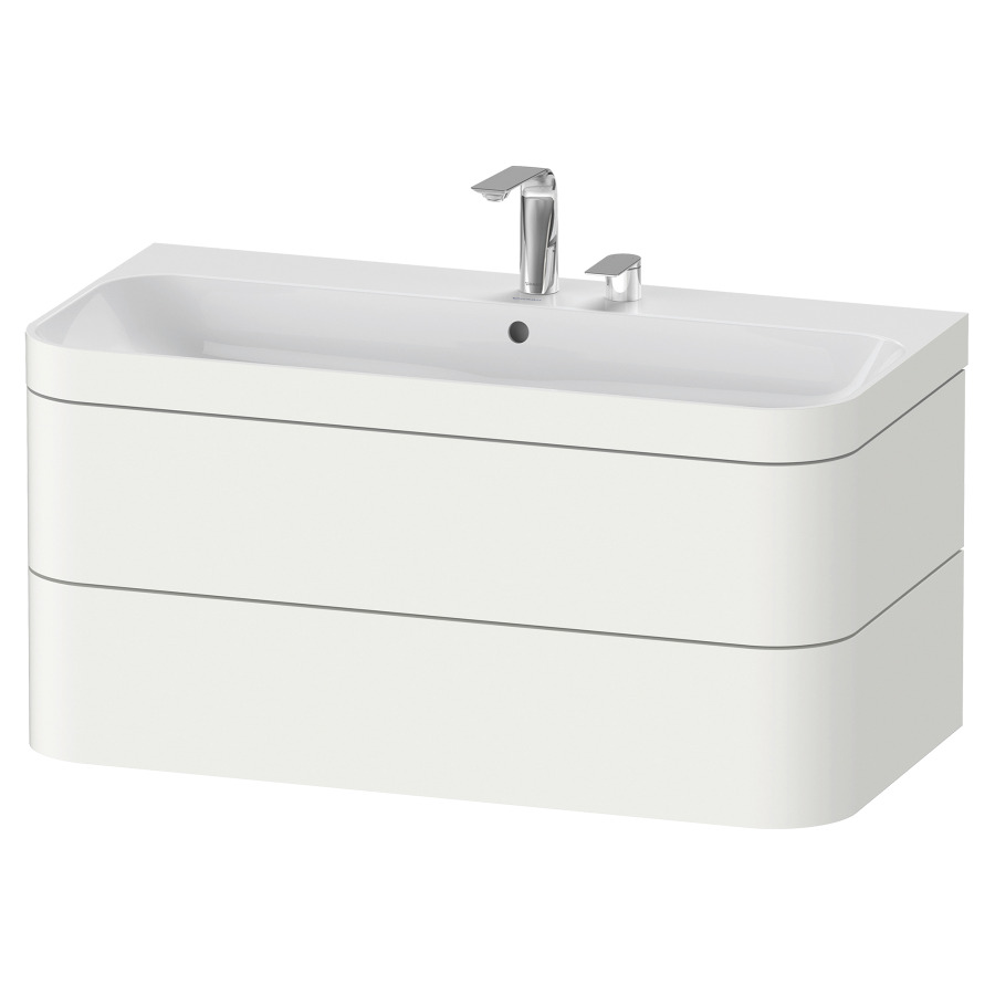 Combination de lavabo HAPPY
D.2 PLUS, 97,5 x 49 x 46,8 cm
élément à 2 tiroirs
lavabo avec trop-plein
avec plaque de recourvrement
en couleur de meuble
siphon, soupape d'écoulement
Push Open incl.