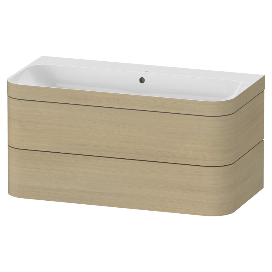 Combination de lavabo HAPPY
D.2 PLUS, 97,5 x 49 x 46,8 cm
élément à 2 tiroirs
lavabo avec trop-plein
avec plaque de recourvrement
en couleur de meuble
siphon, soupape d'écoulement
Push Open incl.