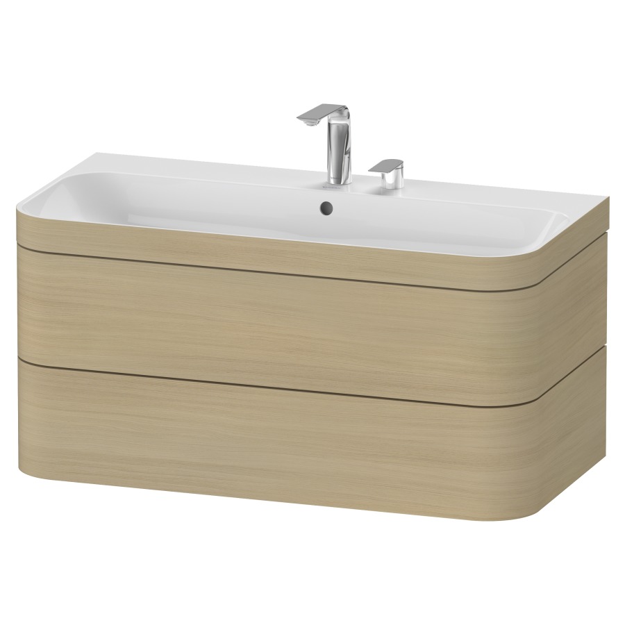 Combination de lavabo HAPPY
D.2 PLUS, 97,5 x 49 x 46,8 cm
élément à 2 tiroirs
lavabo avec trop-plein
avec plaque de recourvrement
en couleur de meuble
siphon, soupape d'écoulement
Push Open incl.