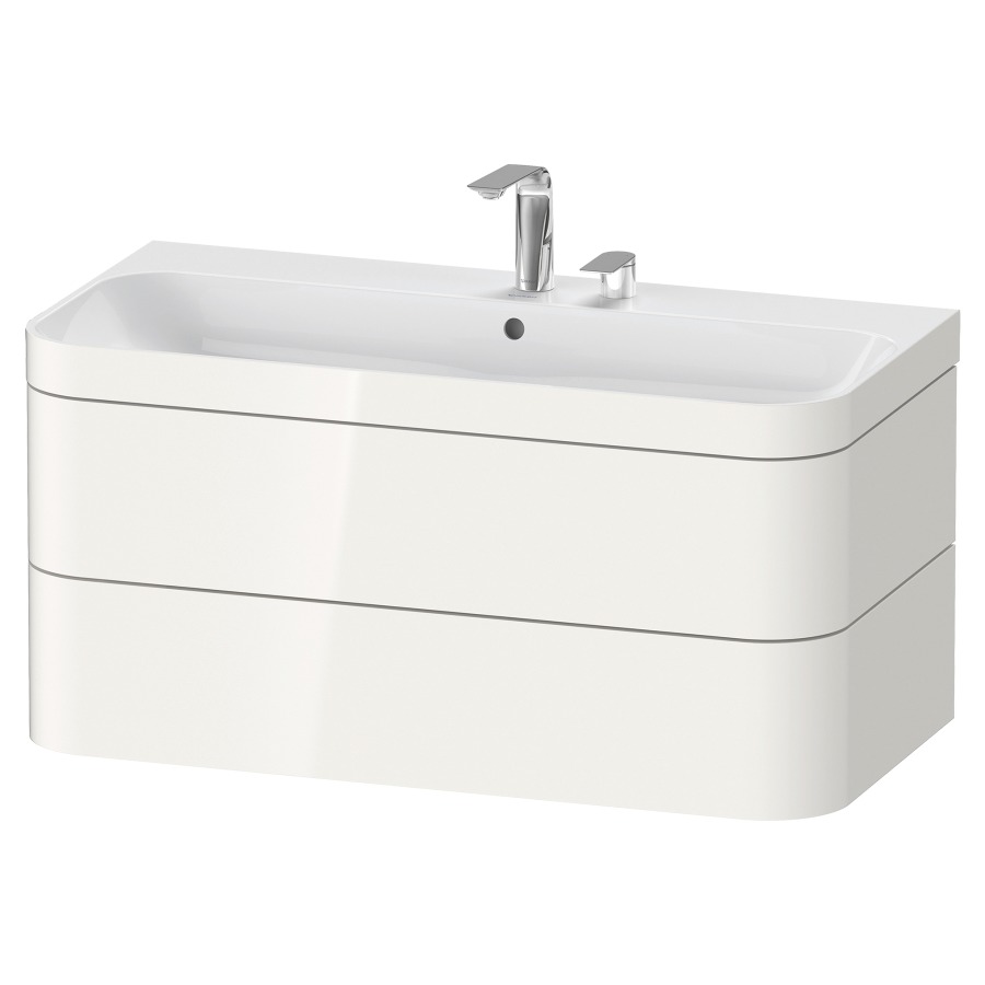 Combination de lavabo HAPPY
D.2 PLUS, 97,5 x 49 x 46,8 cm
élément à 2 tiroirs
lavabo avec trop-plein
avec plaque de recourvrement
en couleur de meuble
siphon, soupape d'écoulement
Push Open incl.