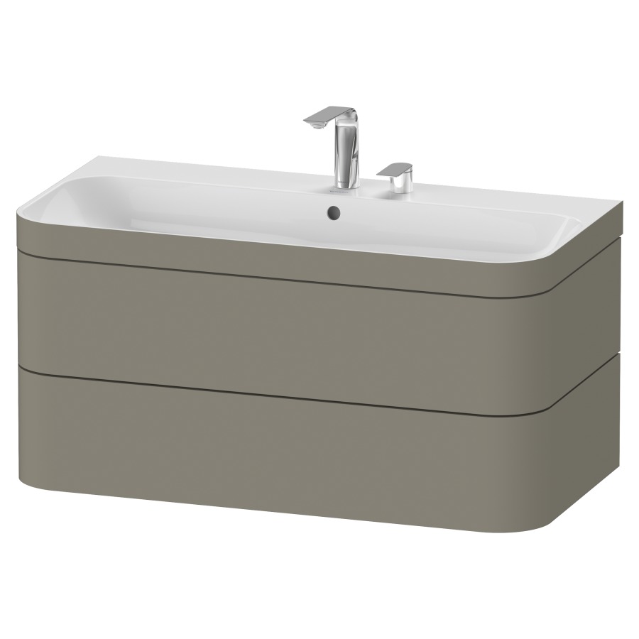 Combination de lavabo HAPPY
D.2 PLUS, 97,5 x 49 x 46,8 cm
élément à 2 tiroirs
lavabo avec trop-plein
avec plaque de recourvrement
en couleur de meuble
siphon, soupape d'écoulement
Push Open incl.