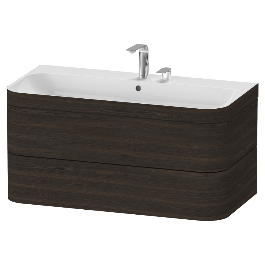 Combination de lavabo HAPPY
D.2 PLUS, 97,5 x 49 x 46,8 cm
élément à 2 tiroirs
lavabo avec trop-plein
avec plaque de recourvrement
en couleur de meuble
siphon, soupape d'écoulement
Push Open incl.