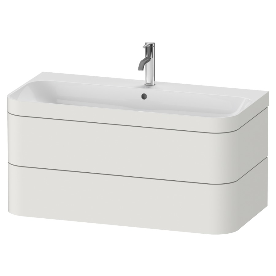Combination de lavabo HAPPY
D.2 PLUS, 97,5 x 49 x 46,8 cm
élément à 2 tiroirs
lavabo avec trop-plein
avec plaque de recourvrement
en couleur de meuble
siphon, soupape d'écoulement
Push Open incl.
