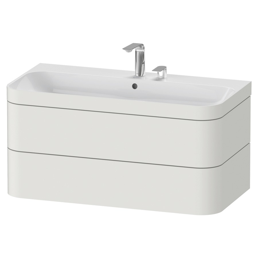Combination de lavabo HAPPY
D.2 PLUS, 97,5 x 49 x 46,8 cm
élément à 2 tiroirs
lavabo avec trop-plein
avec plaque de recourvrement
en couleur de meuble
siphon, soupape d'écoulement
Push Open incl.