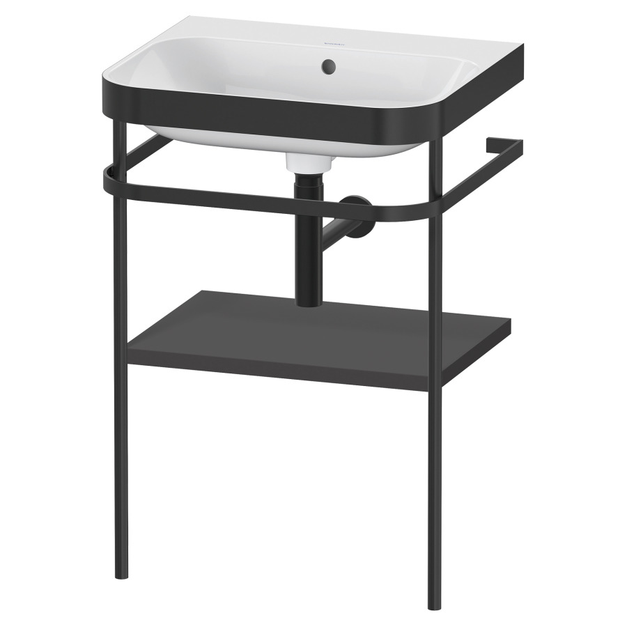 Combination de lavabo HAPPY
D.2 PLUS, 57,5 x 49 x 85 cm
1 tablette, posé sur le sol
profil noir mat
lavabo avec plaque
de recourvrement en couleur
de console, porte-serviette
soupape d'écoulement
Push Open incl.