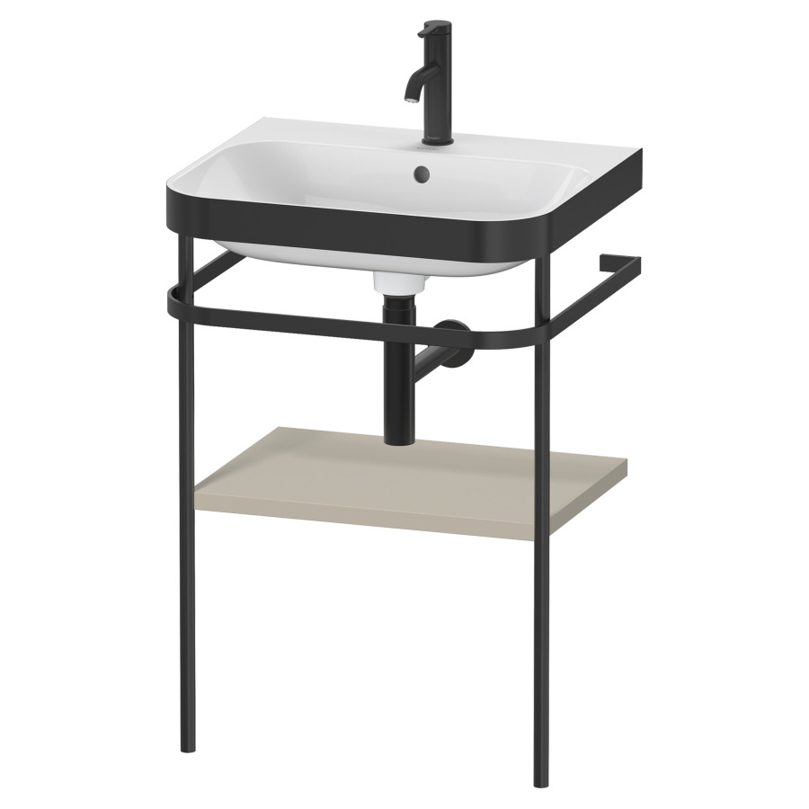 Combination de lavabo HAPPY
D.2 PLUS, 57,5 x 49 x 85 cm
1 tablette, posé sur le sol
profil noir mat
lavabo avec plaque
de recourvrement en couleur
de console, porte-serviette
soupape d'écoulement
Push Open incl.