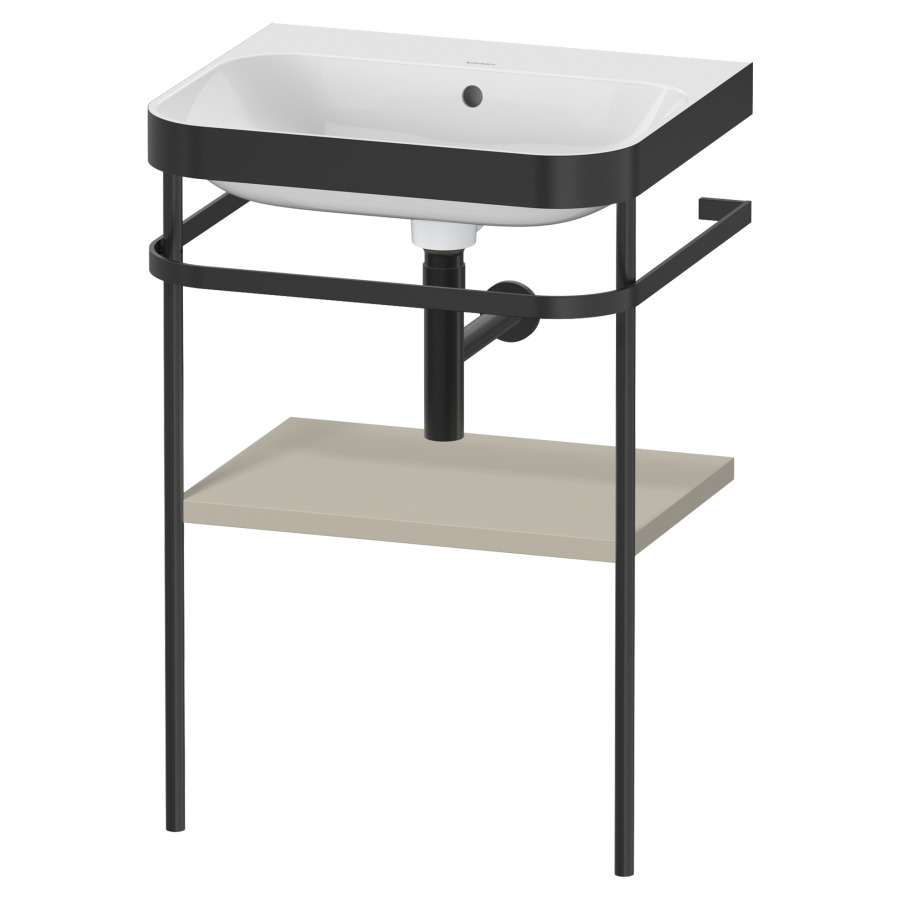 Combination de lavabo HAPPY
D.2 PLUS, 57,5 x 49 x 85 cm
1 tablette, posé sur le sol
profil noir mat
lavabo avec plaque
de recourvrement en couleur
de console, porte-serviette
soupape d'écoulement
Push Open incl.