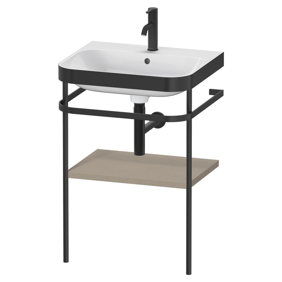 Combination de lavabo HAPPY
D.2 PLUS, 57,5 x 49 x 85 cm
1 tablette, posé sur le sol
profil noir mat
lavabo avec plaque
de recourvrement en couleur
de console, porte-serviette
soupape d'écoulement
Push Open incl.