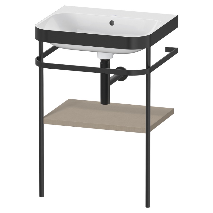 Combination de lavabo HAPPY
D.2 PLUS, 57,5 x 49 x 85 cm
1 tablette, posé sur le sol
profil noir mat
lavabo avec plaque
de recourvrement en couleur
de console, porte-serviette
soupape d'écoulement
Push Open incl.