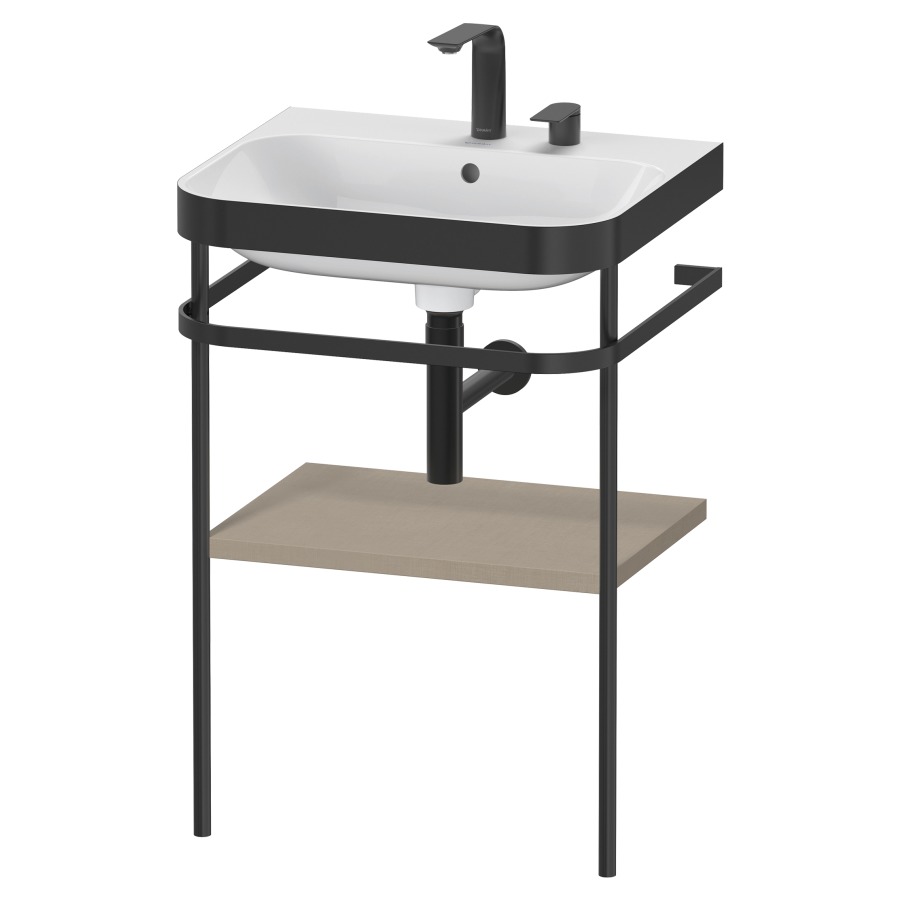 Combination de lavabo HAPPY
D.2 PLUS, 57,5 x 49 x 85 cm
1 tablette, posé sur le sol
profil noir mat
lavabo avec plaque
de recourvrement en couleur
de console, porte-serviette
soupape d'écoulement
Push Open incl.