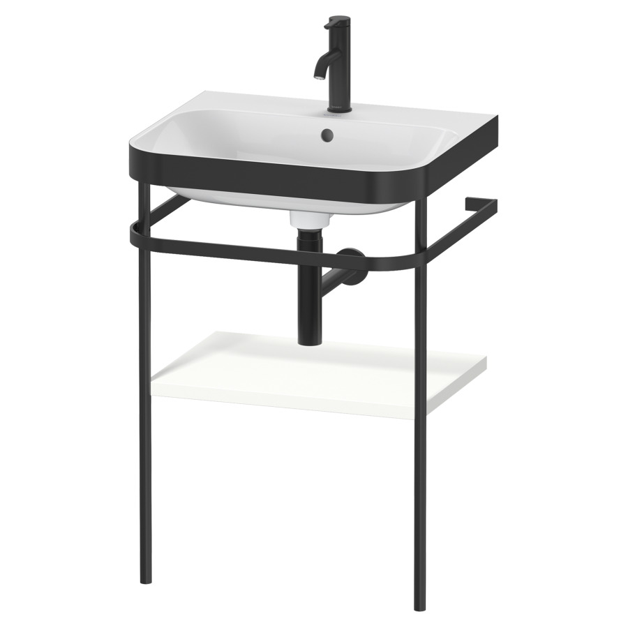 Combination de lavabo HAPPY
D.2 PLUS, 57,5 x 49 x 85 cm
1 tablette, posé sur le sol
profil noir mat
lavabo avec plaque
de recourvrement en couleur
de console, porte-serviette
soupape d'écoulement
Push Open incl.