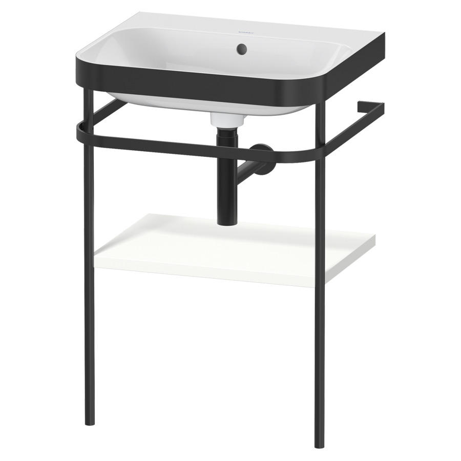 Combination de lavabo HAPPY
D.2 PLUS, 57,5 x 49 x 85 cm
1 tablette, posé sur le sol
profil noir mat
lavabo avec plaque
de recourvrement en couleur
de console, porte-serviette
soupape d'écoulement
Push Open incl.