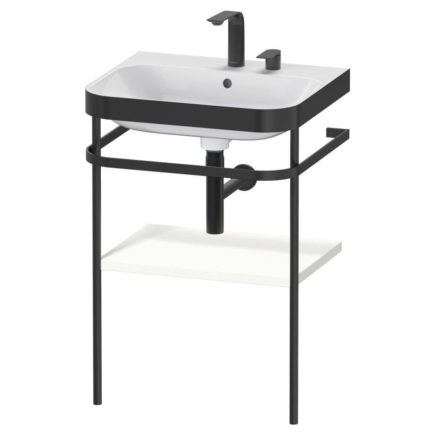 Combination de lavabo HAPPY
D.2 PLUS, 57,5 x 49 x 85 cm
1 tablette, posé sur le sol
profil noir mat
lavabo avec plaque
de recourvrement en couleur
de console, porte-serviette
soupape d'écoulement
Push Open incl.