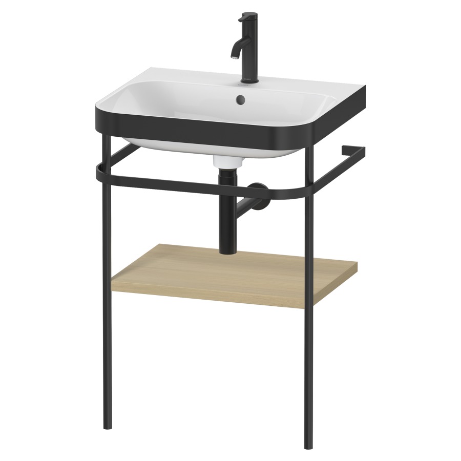 Combination de lavabo HAPPY
D.2 PLUS, 57,5 x 49 x 85 cm
1 tablette, posé sur le sol
profil noir mat
lavabo avec plaque
de recourvrement en couleur
de console, porte-serviette
soupape d'écoulement
Push Open incl.