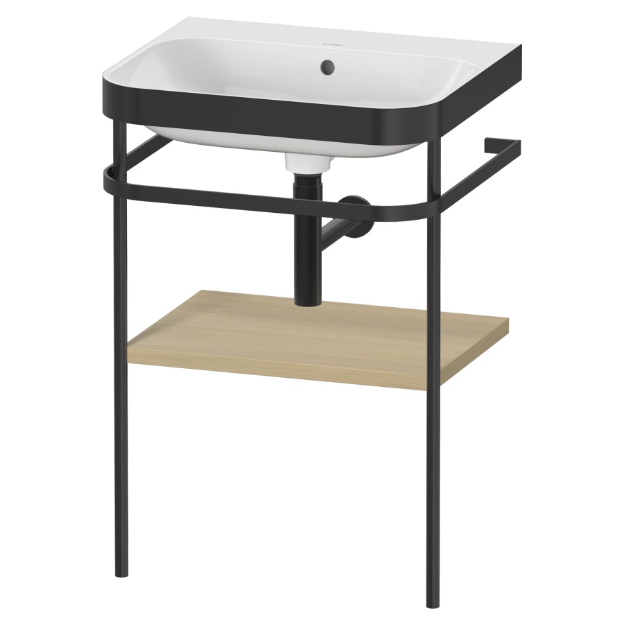 Combination de lavabo HAPPY
D.2 PLUS, 57,5 x 49 x 85 cm
1 tablette, posé sur le sol
profil noir mat
lavabo avec plaque
de recourvrement en couleur
de console, porte-serviette
soupape d'écoulement
Push Open incl.