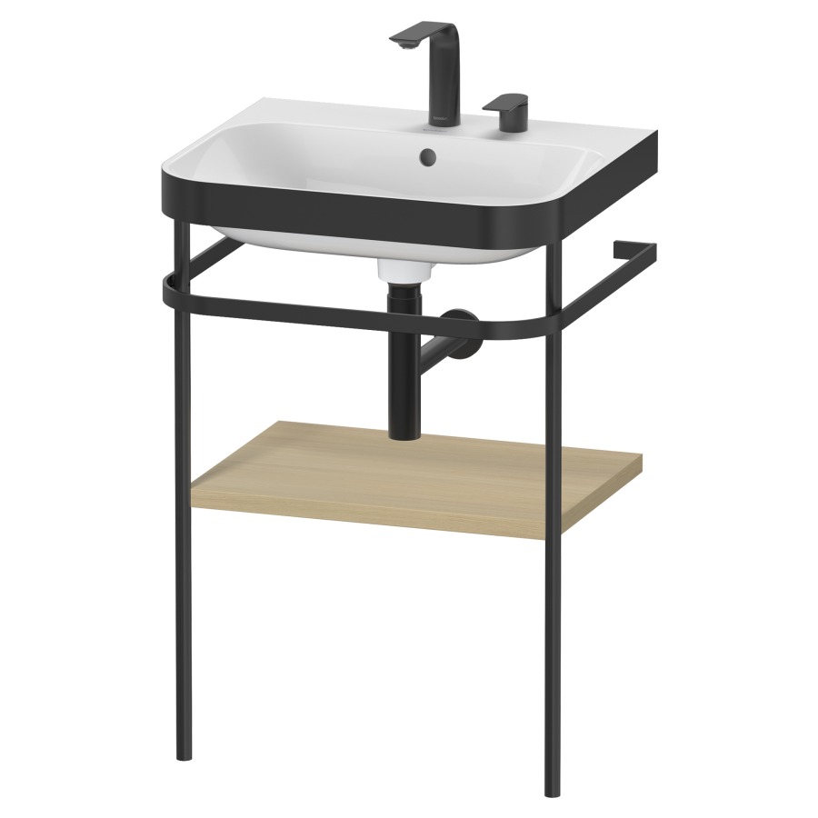 Combination de lavabo HAPPY
D.2 PLUS, 57,5 x 49 x 85 cm
1 tablette, posé sur le sol
profil noir mat
lavabo avec plaque
de recourvrement en couleur
de console, porte-serviette
soupape d'écoulement
Push Open incl.