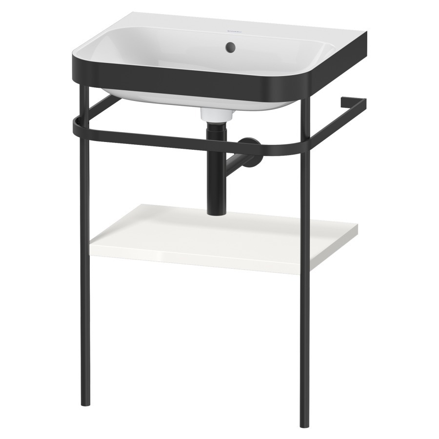 Combination de lavabo HAPPY
D.2 PLUS, 57,5 x 49 x 85 cm
1 tablette, posé sur le sol
profil noir mat
lavabo avec plaque
de recourvrement en couleur
de console, porte-serviette
soupape d'écoulement
Push Open incl.
