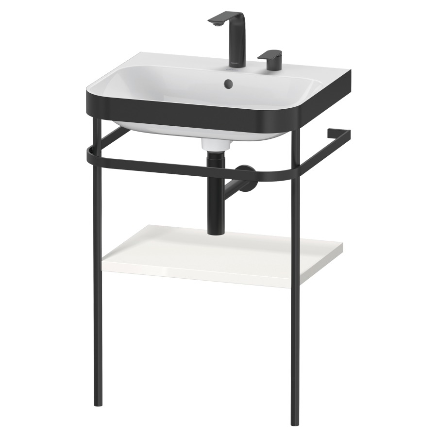 Combination de lavabo HAPPY
D.2 PLUS, 57,5 x 49 x 85 cm
1 tablette, posé sur le sol
profil noir mat
lavabo avec plaque
de recourvrement en couleur
de console, porte-serviette
soupape d'écoulement
Push Open incl.
