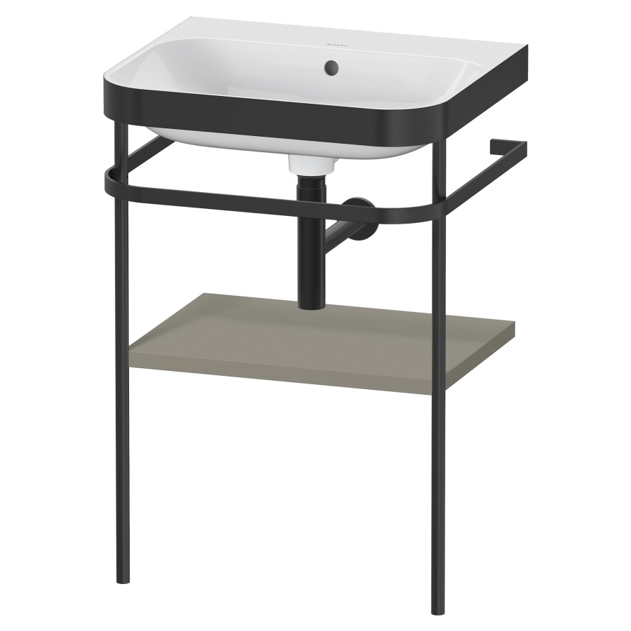 Combination de lavabo HAPPY
D.2 PLUS, 57,5 x 49 x 85 cm
1 tablette, posé sur le sol
profil noir mat
lavabo avec plaque
de recourvrement en couleur
de console, porte-serviette
soupape d'écoulement
Push Open incl.