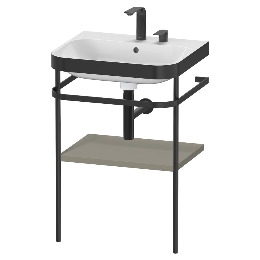 Combination de lavabo HAPPY
D.2 PLUS, 57,5 x 49 x 85 cm
1 tablette, posé sur le sol
profil noir mat
lavabo avec plaque
de recourvrement en couleur
de console, porte-serviette
soupape d'écoulement
Push Open incl.