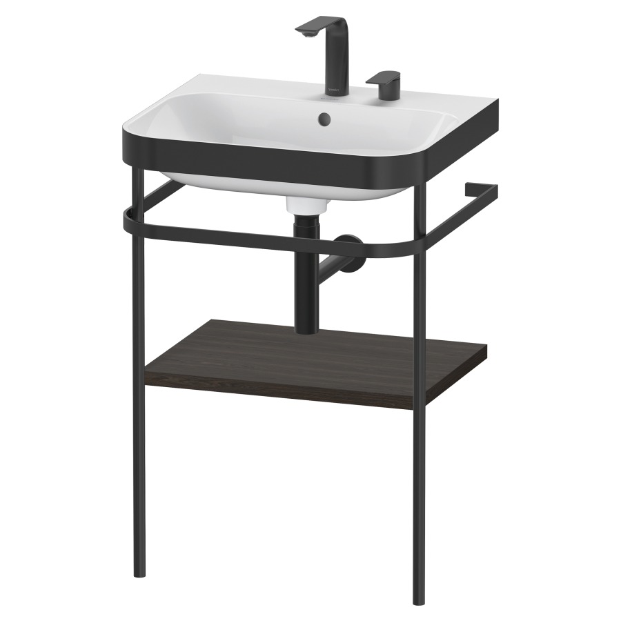 Combination de lavabo HAPPY
D.2 PLUS, 57,5 x 49 x 85 cm
1 tablette, posé sur le sol
profil noir mat
lavabo avec plaque
de recourvrement en couleur
de console, porte-serviette
soupape d'écoulement
Push Open incl.