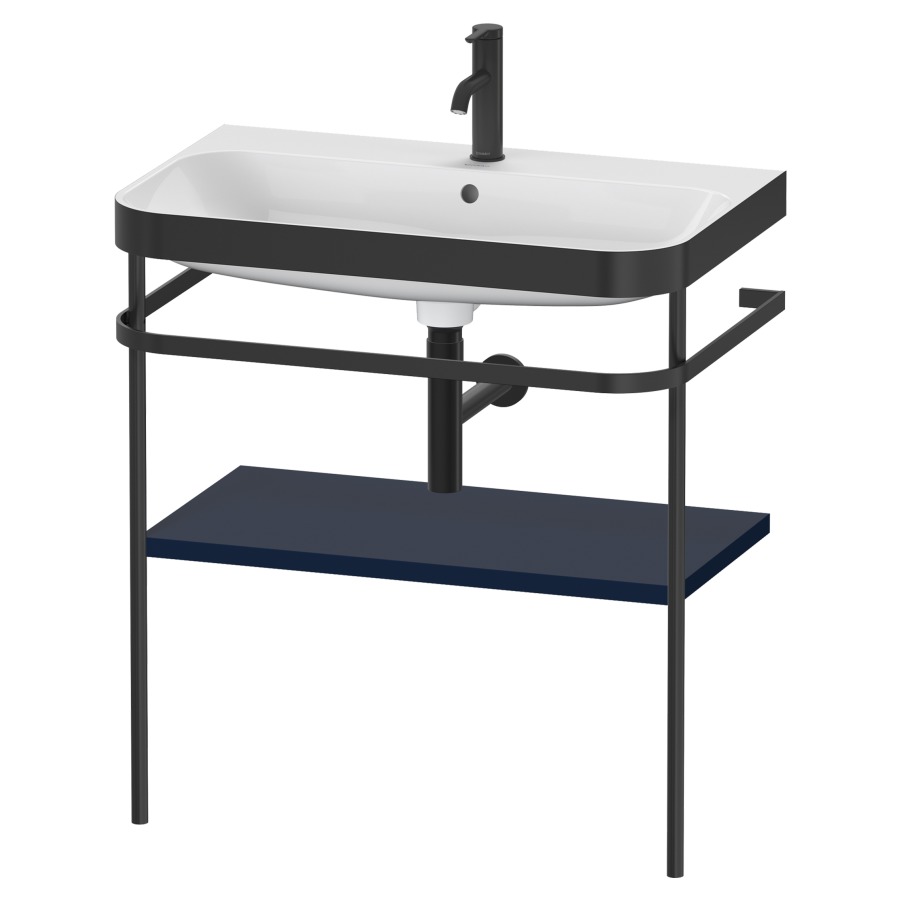 Combination de lavabo HAPPY
D.2 PLUS, 77,5 x 49 x 85 cm
1 tablette, posé sur le sol
profil noir mat
lavabo avec plaque
de recourvrement en couleur
de console, porte-serviette
soupape d'écoulement
Push Open incl.