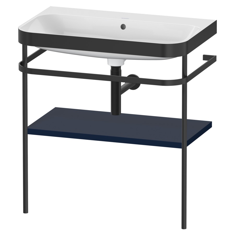Combination de lavabo HAPPY
D.2 PLUS, 77,5 x 49 x 85 cm
1 tablette, posé sur le sol
profil noir mat
lavabo avec plaque
de recourvrement en couleur
de console, porte-serviette
soupape d'écoulement
Push Open incl.