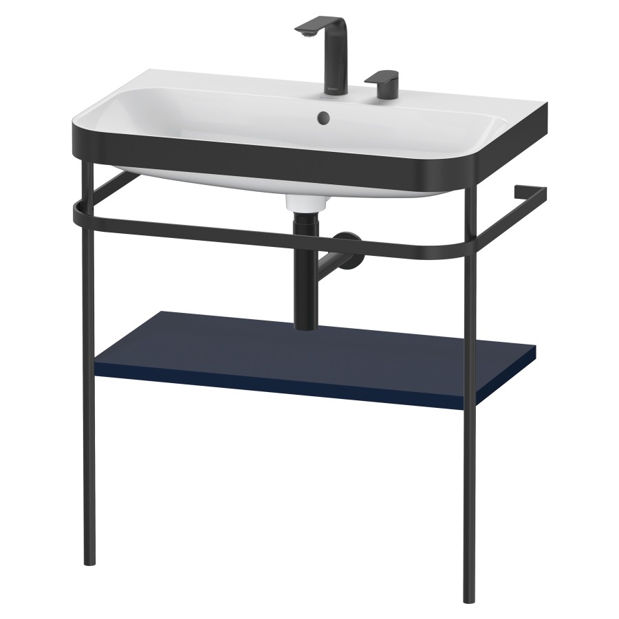 Combination de lavabo HAPPY
D.2 PLUS, 77,5 x 49 x 85 cm
1 tablette, posé sur le sol
profil noir mat
lavabo avec plaque
de recourvrement en couleur
de console, porte-serviette
soupape d'écoulement
Push Open incl.
