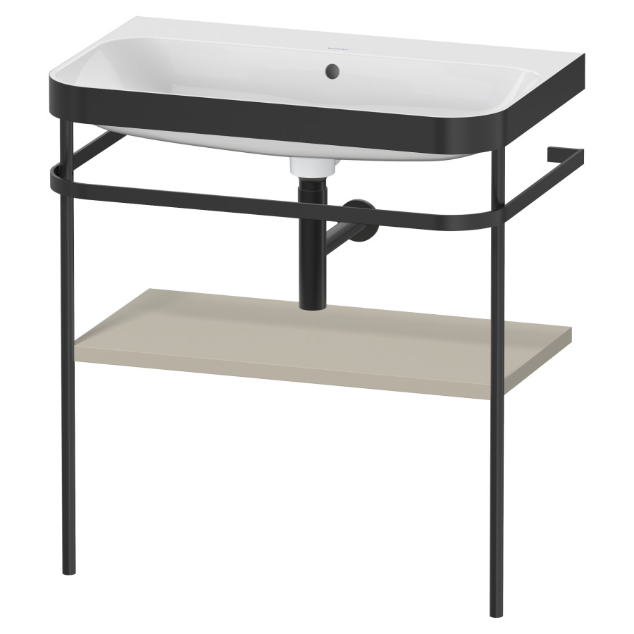 Combination de lavabo HAPPY
D.2 PLUS, 77,5 x 49 x 85 cm
1 tablette, posé sur le sol
profil noir mat
lavabo avec plaque
de recourvrement en couleur
de console, porte-serviette
soupape d'écoulement
Push Open incl.