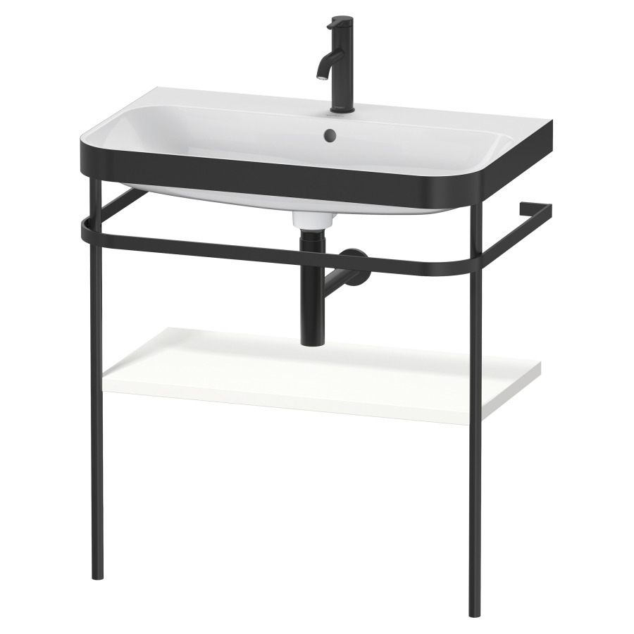 Combination de lavabo HAPPY
D.2 PLUS, 77,5 x 49 x 85 cm
1 tablette, posé sur le sol
profil noir mat
lavabo avec plaque
de recourvrement en couleur
de console, porte-serviette
soupape d'écoulement
Push Open incl.