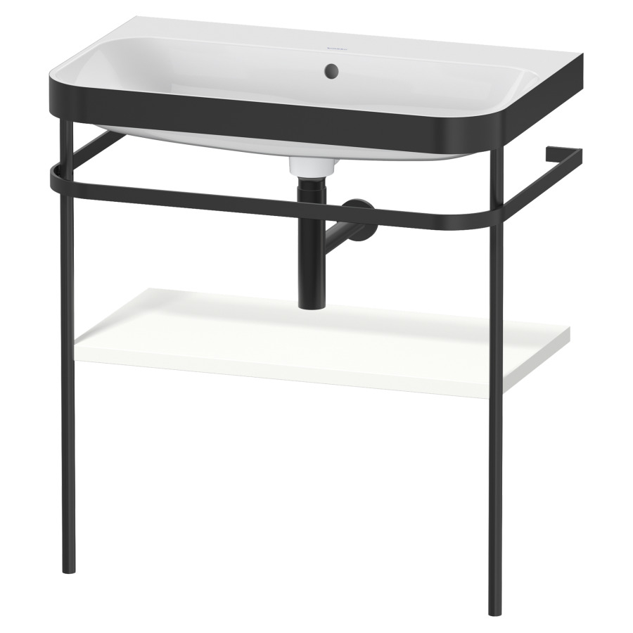 Combination de lavabo HAPPY
D.2 PLUS, 77,5 x 49 x 85 cm
1 tablette, posé sur le sol
profil noir mat
lavabo avec plaque
de recourvrement en couleur
de console, porte-serviette
soupape d'écoulement
Push Open incl.