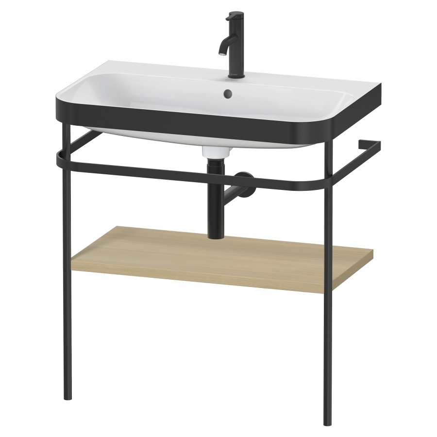 Combination de lavabo HAPPY
D.2 PLUS, 77,5 x 49 x 85 cm
1 tablette, posé sur le sol
profil noir mat
lavabo avec plaque
de recourvrement en couleur
de console, porte-serviette
soupape d'écoulement
Push Open incl.