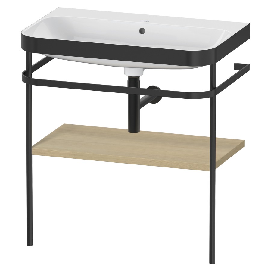Combination de lavabo HAPPY
D.2 PLUS, 77,5 x 49 x 85 cm
1 tablette, posé sur le sol
profil noir mat
lavabo avec plaque
de recourvrement en couleur
de console, porte-serviette
soupape d'écoulement
Push Open incl.