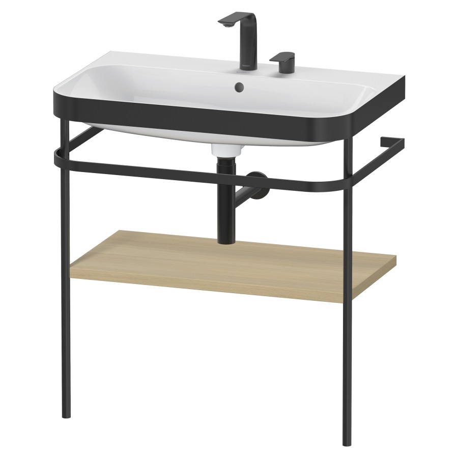 Combination de lavabo HAPPY
D.2 PLUS, 77,5 x 49 x 85 cm
1 tablette, posé sur le sol
profil noir mat
lavabo avec plaque
de recourvrement en couleur
de console, porte-serviette
soupape d'écoulement
Push Open incl.