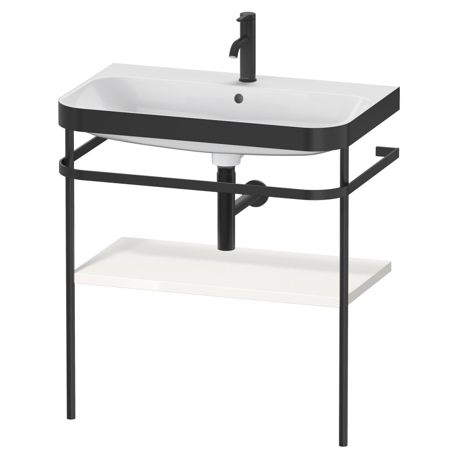 Combination de lavabo HAPPY
D.2 PLUS, 77,5 x 49 x 85 cm
1 tablette, posé sur le sol
profil noir mat
lavabo avec plaque
de recourvrement en couleur
de console, porte-serviette
soupape d'écoulement
Push Open incl.