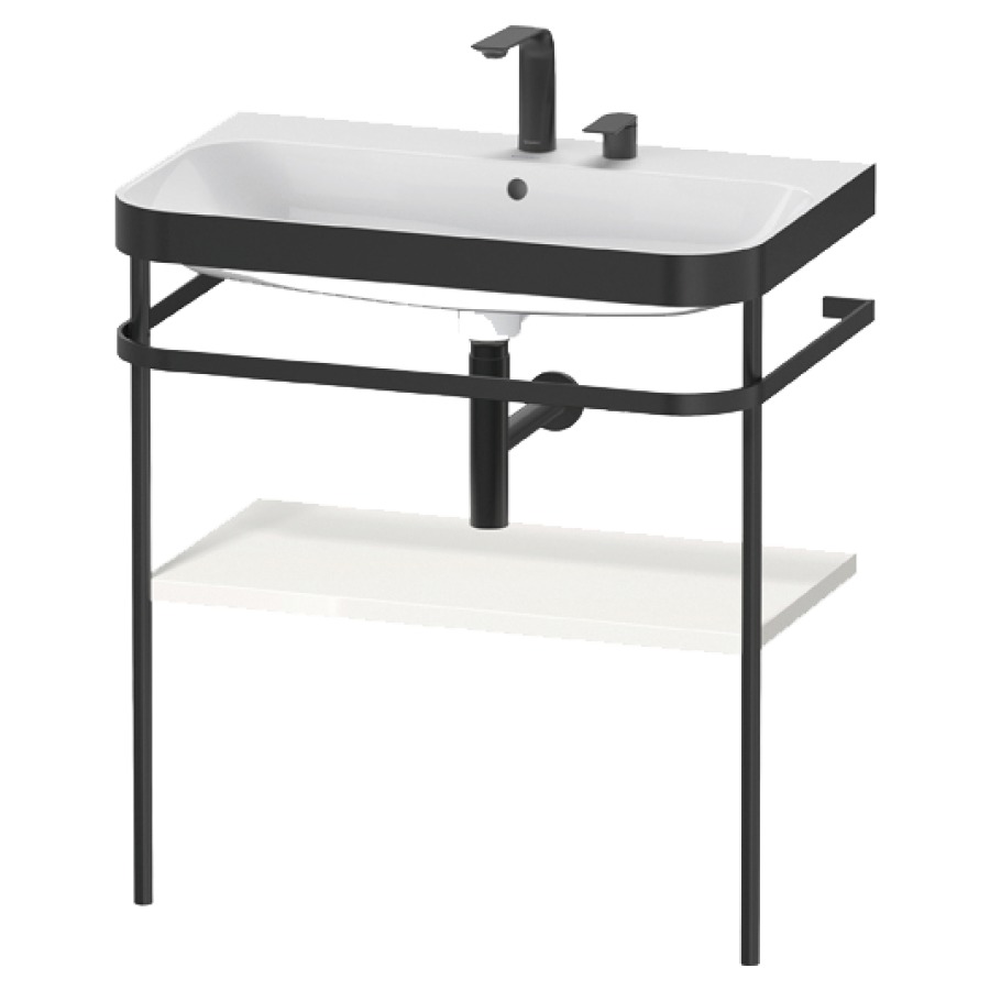 Combination de lavabo HAPPY
D.2 PLUS, 77,5 x 49 x 85 cm
1 tablette, posé sur le sol
profil noir mat
lavabo avec plaque
de recourvrement en couleur
de console, porte-serviette
soupape d'écoulement
Push Open incl.